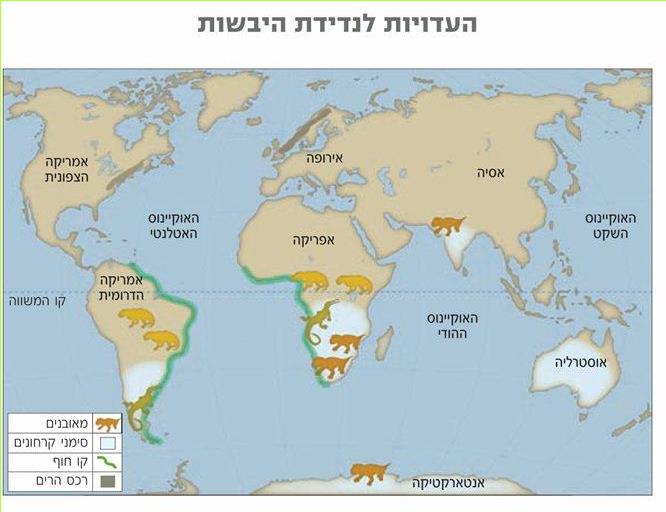העדויות לנדידת היבשות